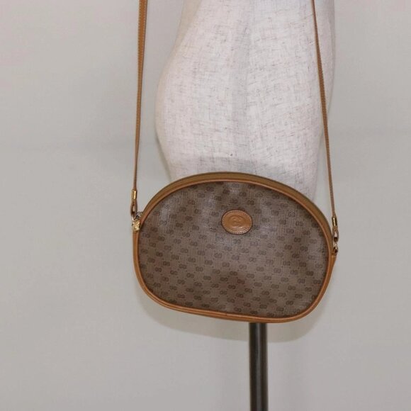 GUCCI Micro GG Supreme Shoulder Bag PVC Beige Gold Auth BA5021 - Picture 1 of 16